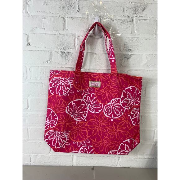 Lilly Pulitzer Handbags - Lilly Pulitzer Women's Estee Lauder Beach Tote Bag Sand Dollar Pink Red OS
